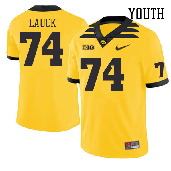 Youth #74 Trevor Lauck Iowa Hawkeyes College Football Jerseys Stitched Sale-Gold - Click Image to Close